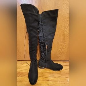 Boohoo Black Knee High Boots